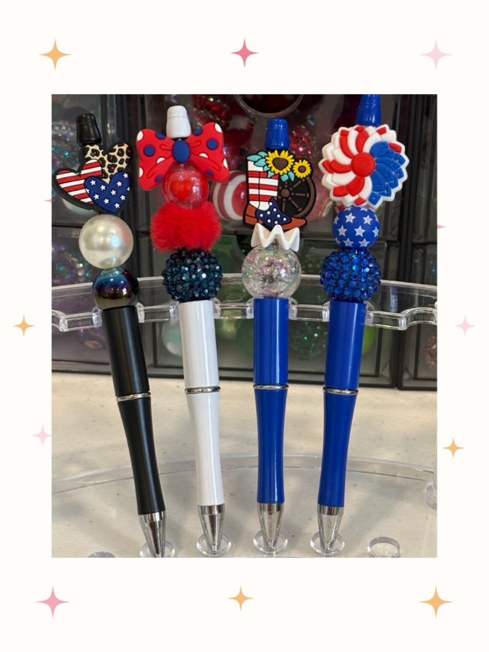 Handmade Patriotic Beaded Pens